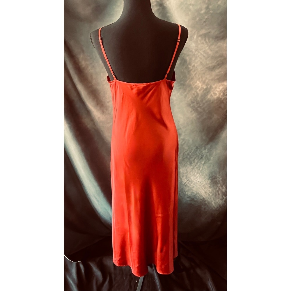 Nicole Miller NY Rust Satin‎ Cowl Neck Slip Dress Midi Evening Party Size Medium - Picture 4 of 9